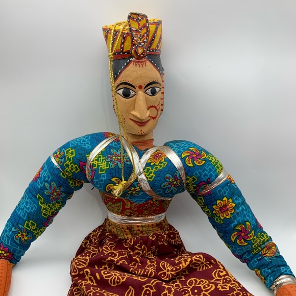 Large Vintage Traditional Rayasthani Kathputli Folk Art Indian Puppet Doll 43” - Picture 3 of 7